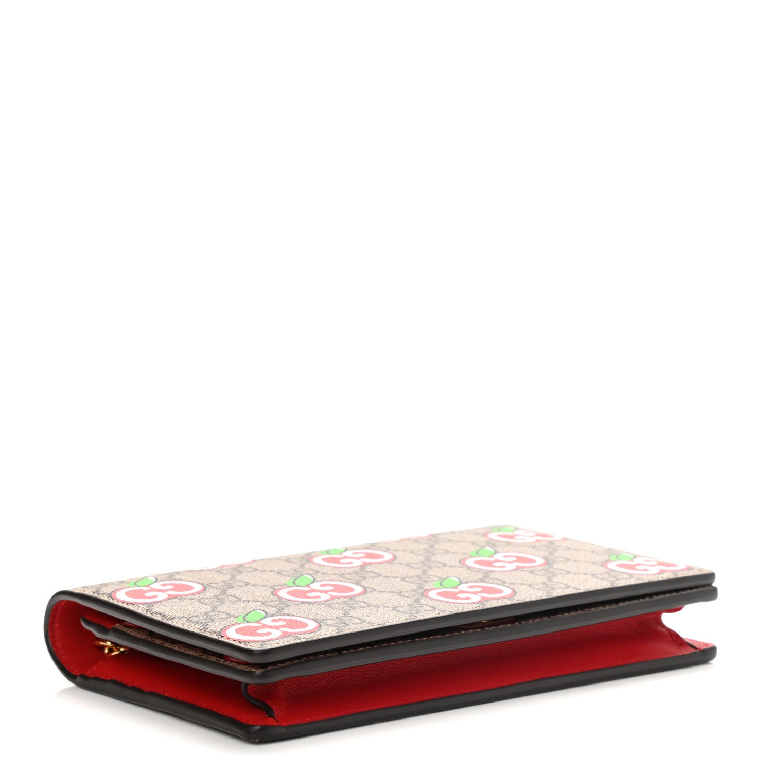 Gucci GG Supreme Monogram Apple Chain Wallet Beige Multicolor Lobster Red 4 of 10