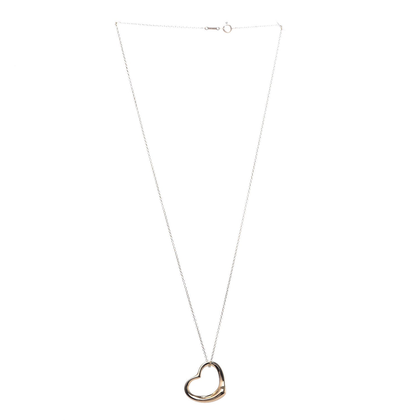 18K Yellow Gold 22mm Elsa Peretti Open Heart Pendant Necklace