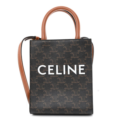 Celine Triomphe Canvas Calfskin Mini Vertical Cabas Tan 1 of 9