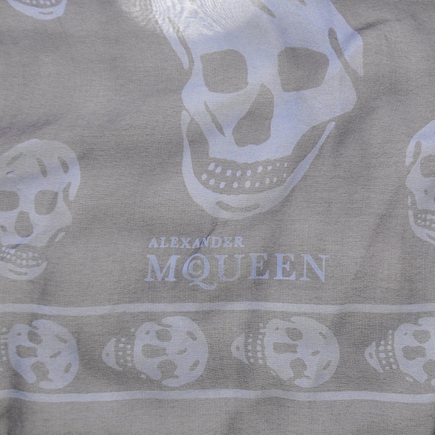 Silk Chiffon Skull Scarf Blue