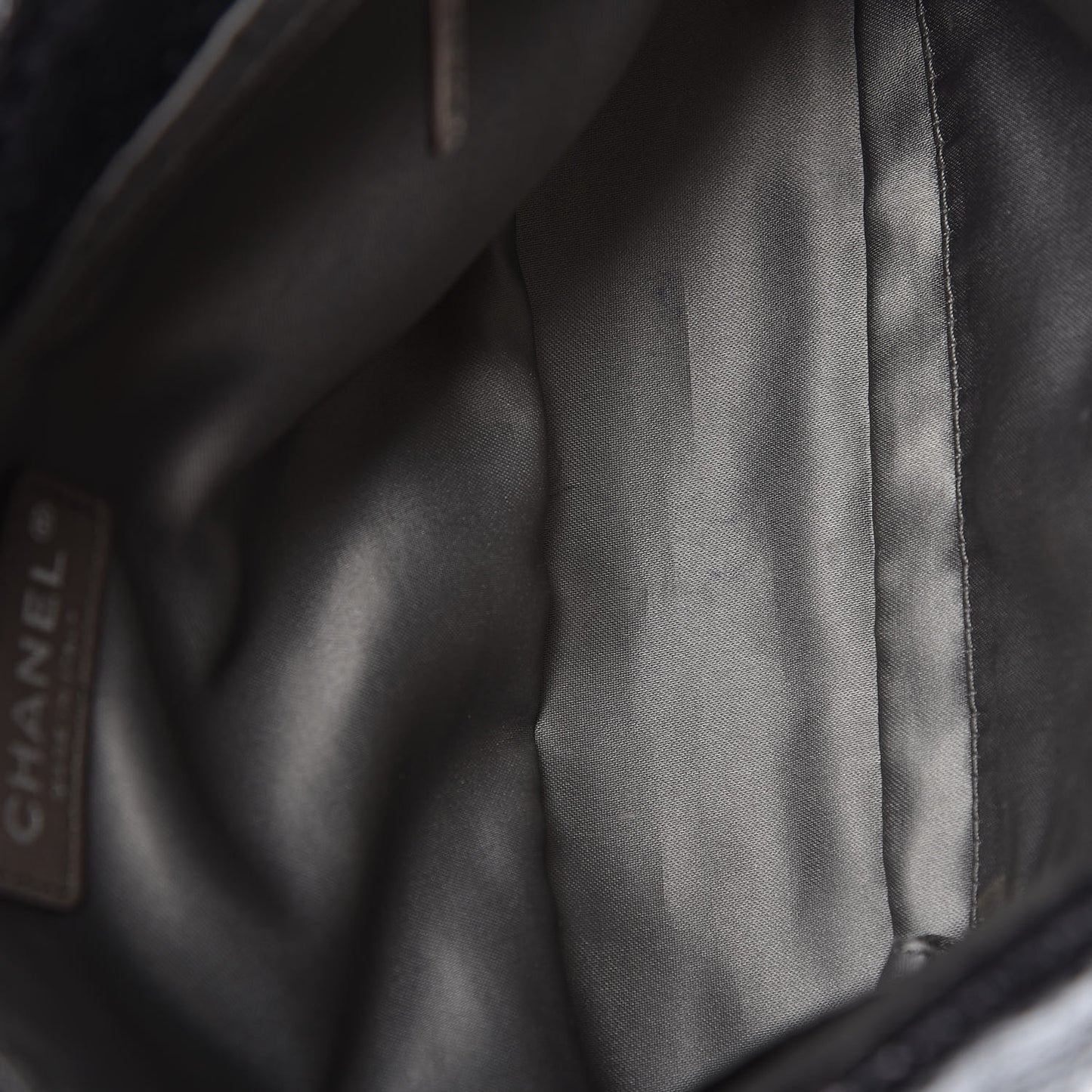 Metallic Crackled Calfskin Large Perforated Drill Flap Black