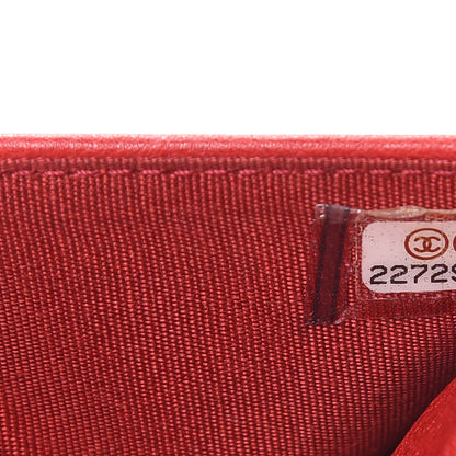 Chanel Calfskin Quilted Chain Around Boy Wallet On Chain WOC Red 8 of 13