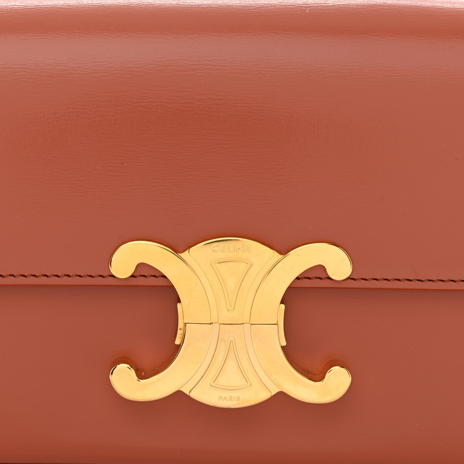 Celine Shiny Calfskin Triomphe Shoulder Bag Terracotta 10 of 14