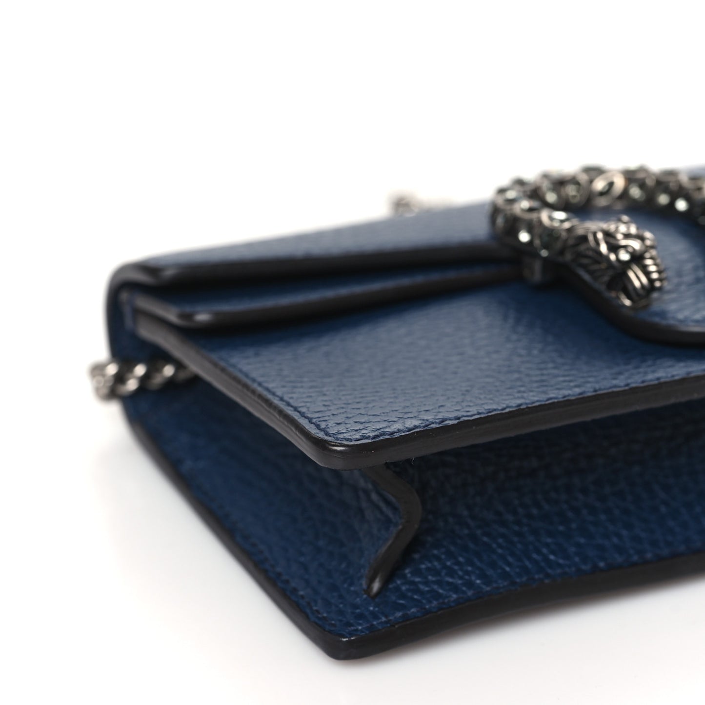 Dollar Calfskin Crystal Super Mini Dionysus Shoulder Bag Blue Agata Black Diamond