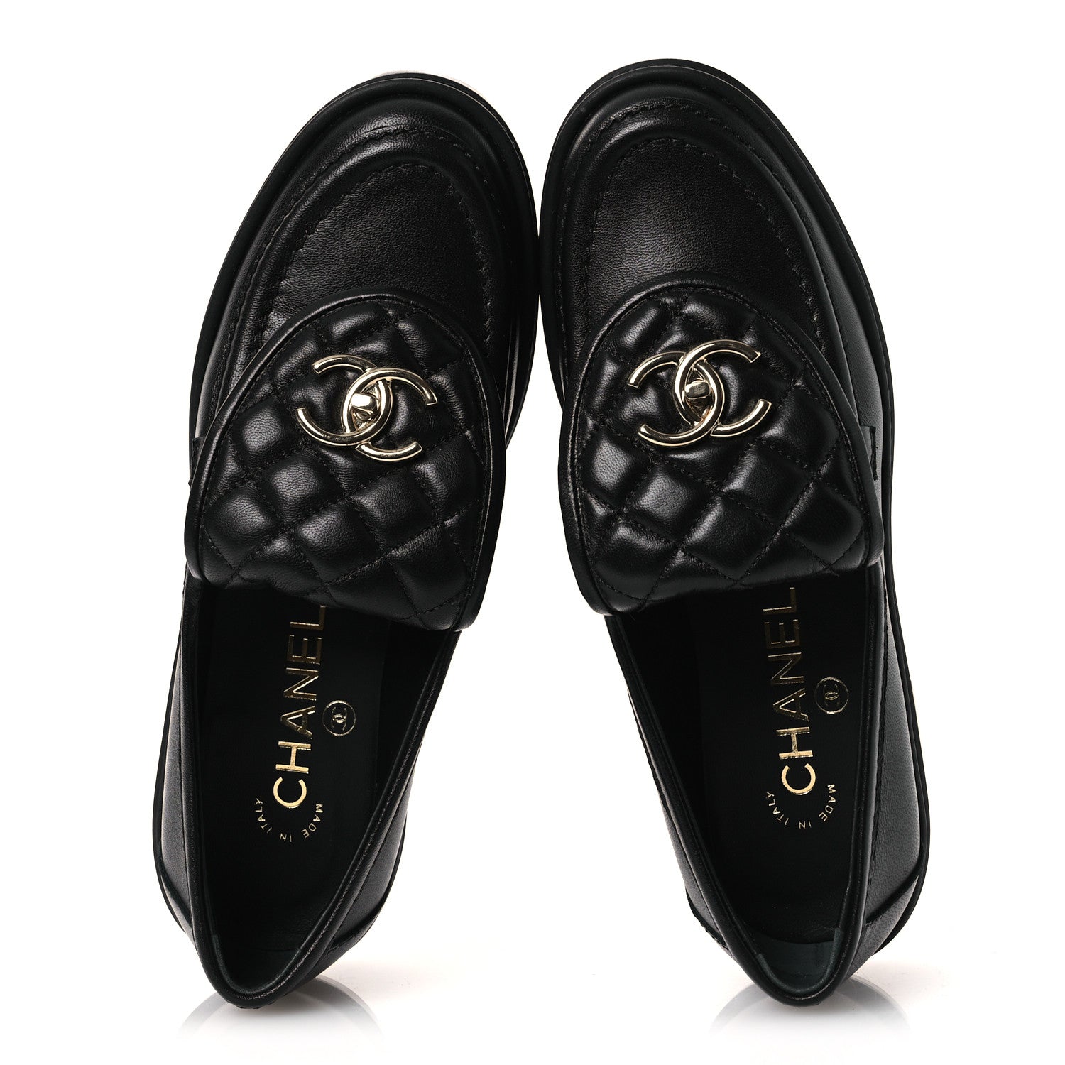 Chanel Lambskin Quilted CC Turnlock Loafers 36 Black 2 of 13