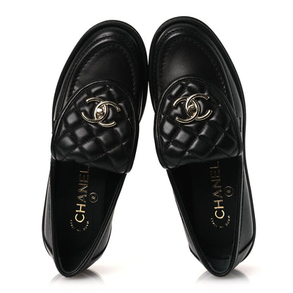Chanel Lambskin Quilted CC Turnlock Loafers 36 Black 2 of 13