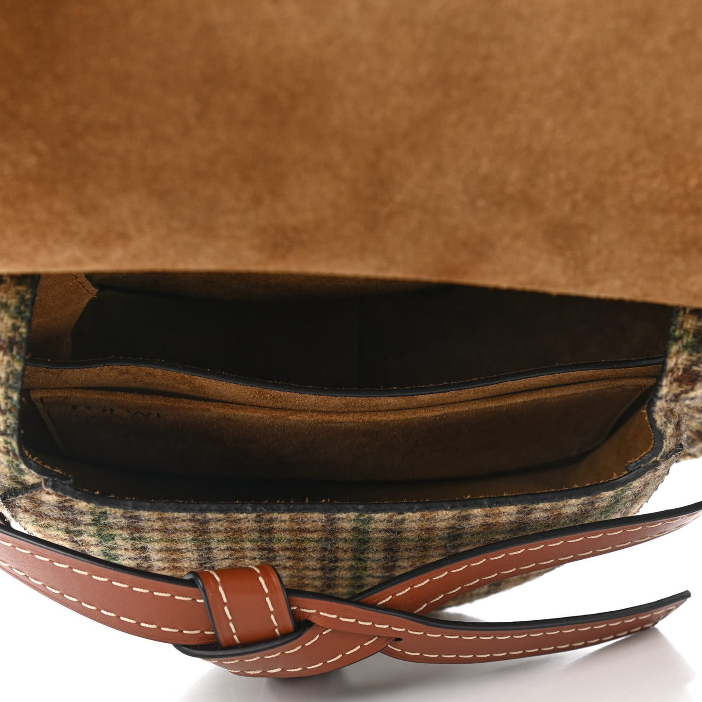 Smooth Calfskin Tweed Small Gate Crossbody Bag Dark Green Tan Multicolor