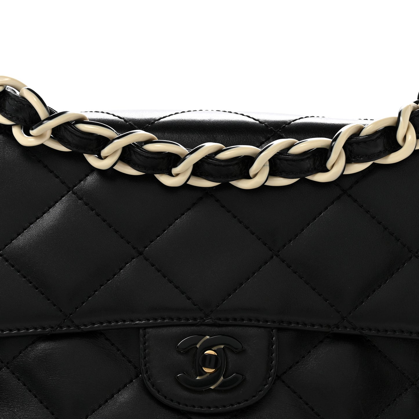 Lambskin Bekko Resin Medium Single Flap Black