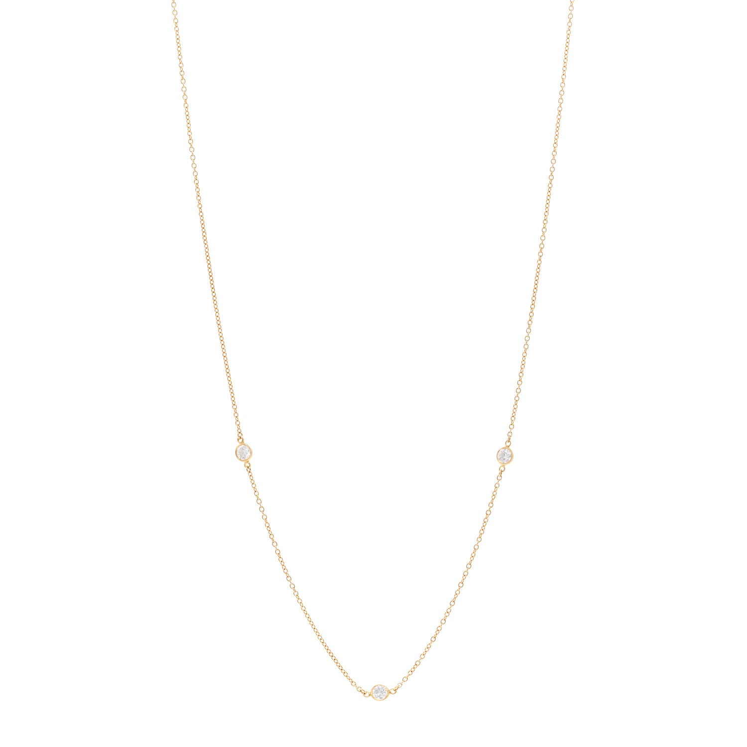Tiffany 18K Yellow Gold Elsa Peretti Diamonds by the Yard 3 Station Necklace 1 of 5