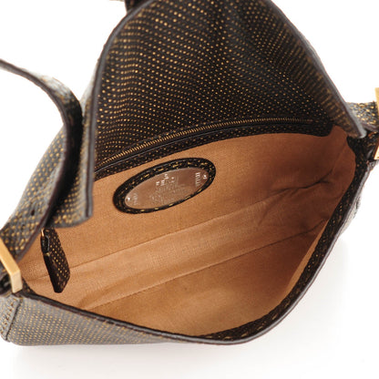 Fendi Calfskin Romano Selleria Perforated Baguette Black 5 of 7