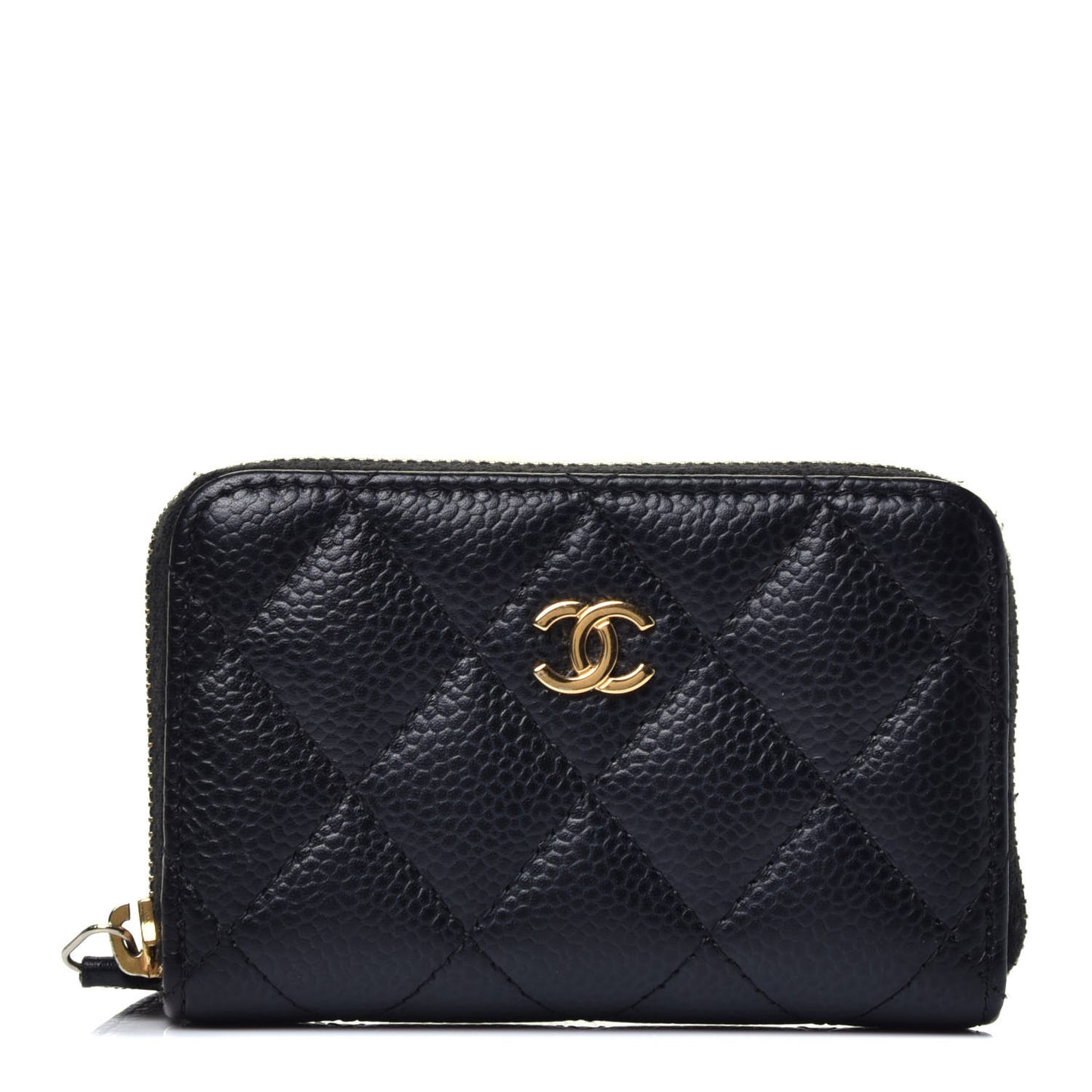 Caviar Quilted Zip Coin Purse Black