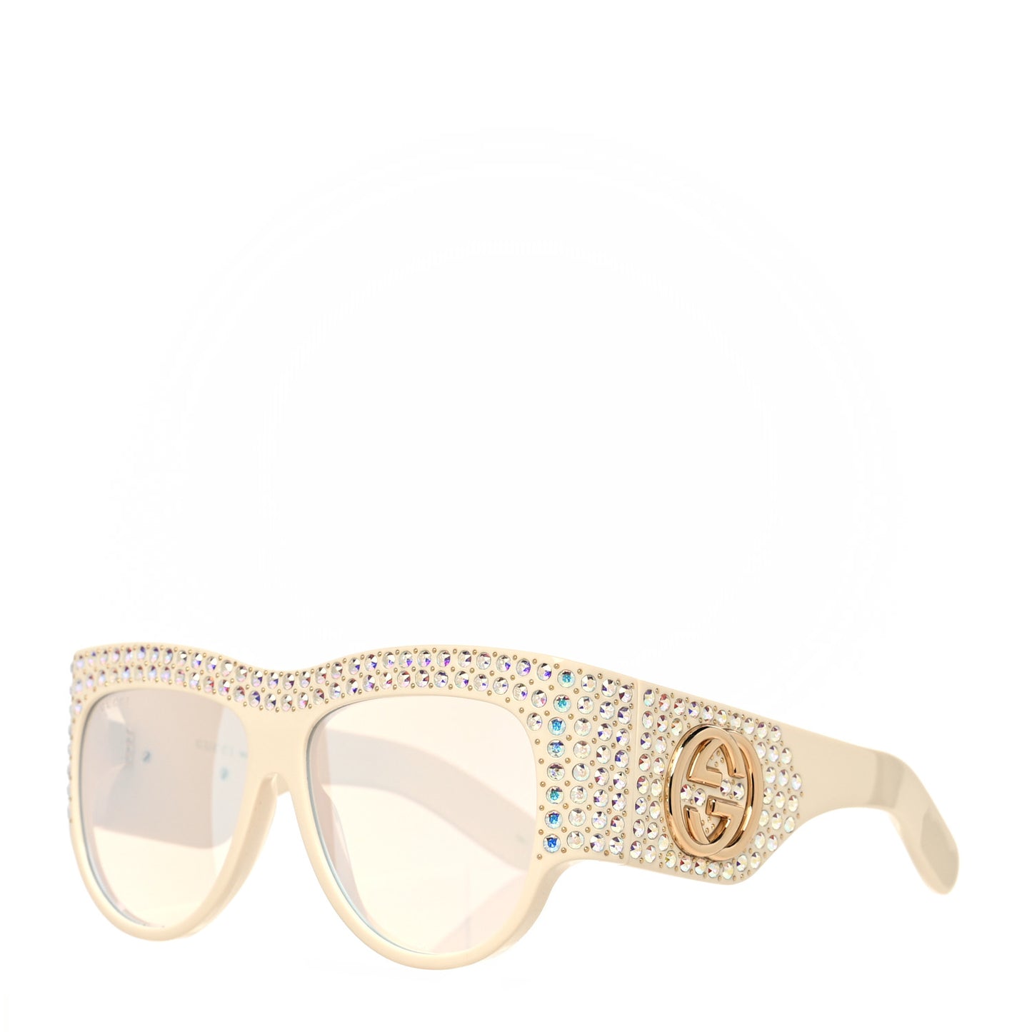 Acetate Crystal Oversize Hollywood Forever Sunglasses GG0144S Ivory