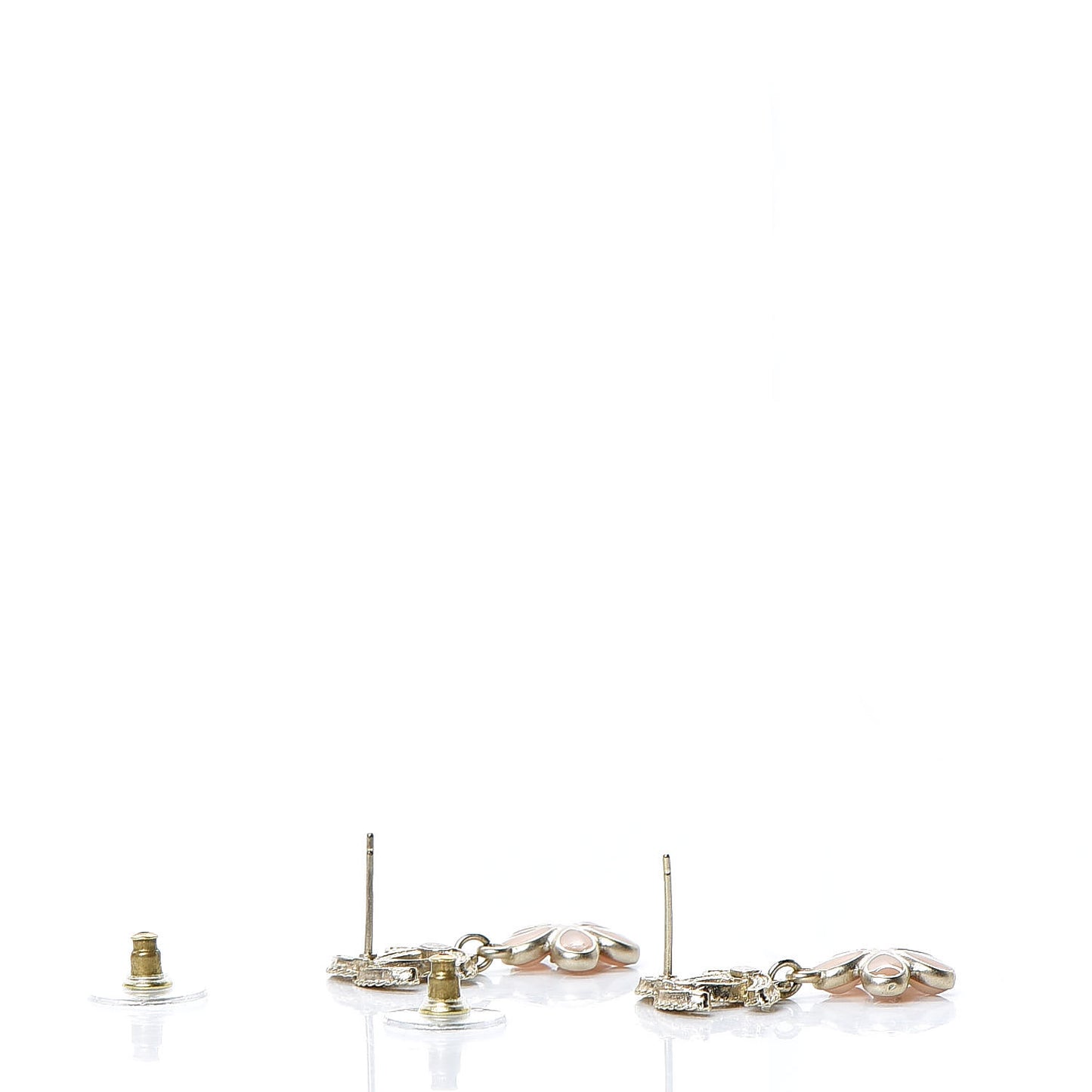 Crystal CC Flower Drop Earrings Pink Gold