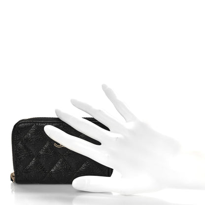 Chanel Calfskin Camellia Embossed Quilted Zip Coin Purse Black 2 of 10