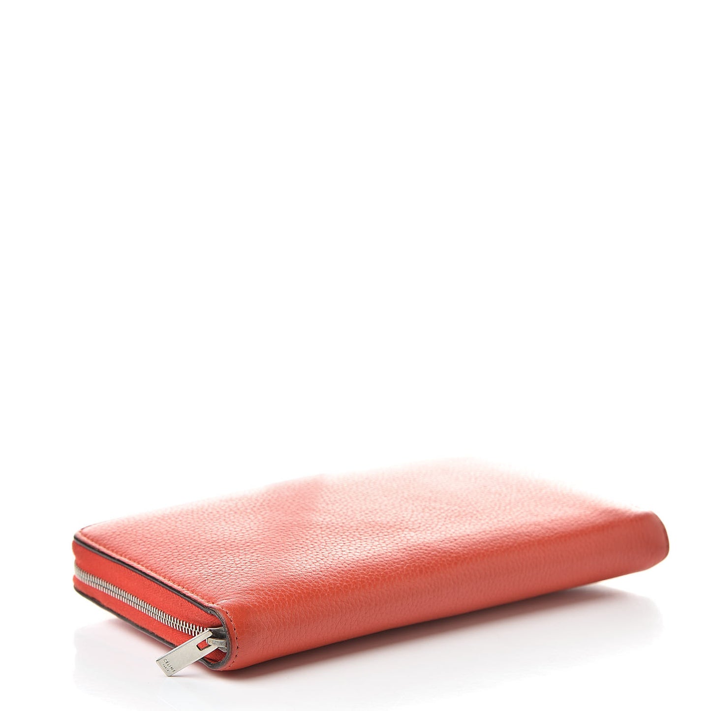 Drummed Calfskin Large Zip Around Multifunction Wallet Coral