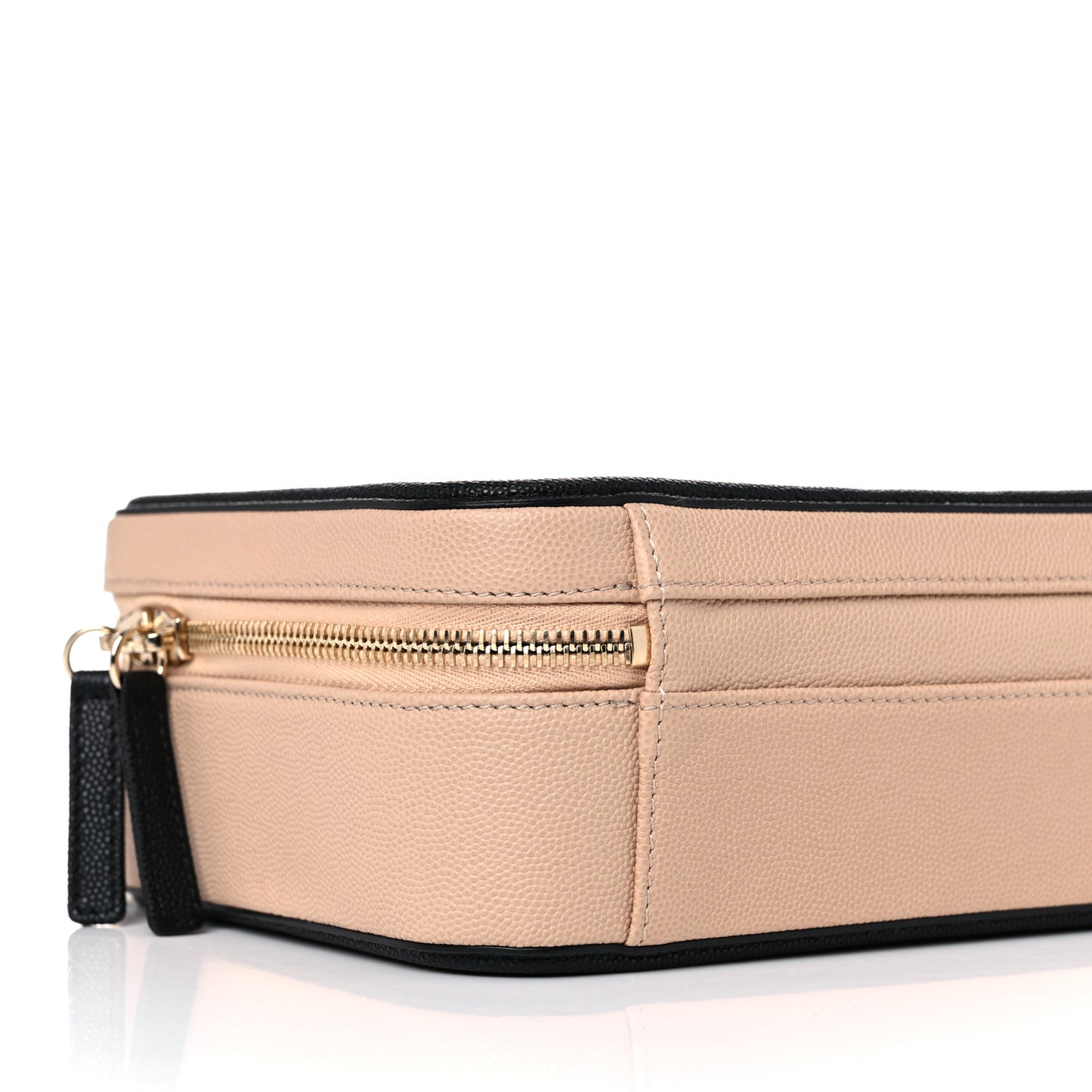 Caviar Quilted Medium CC Filigree Vanity Case Beige Black