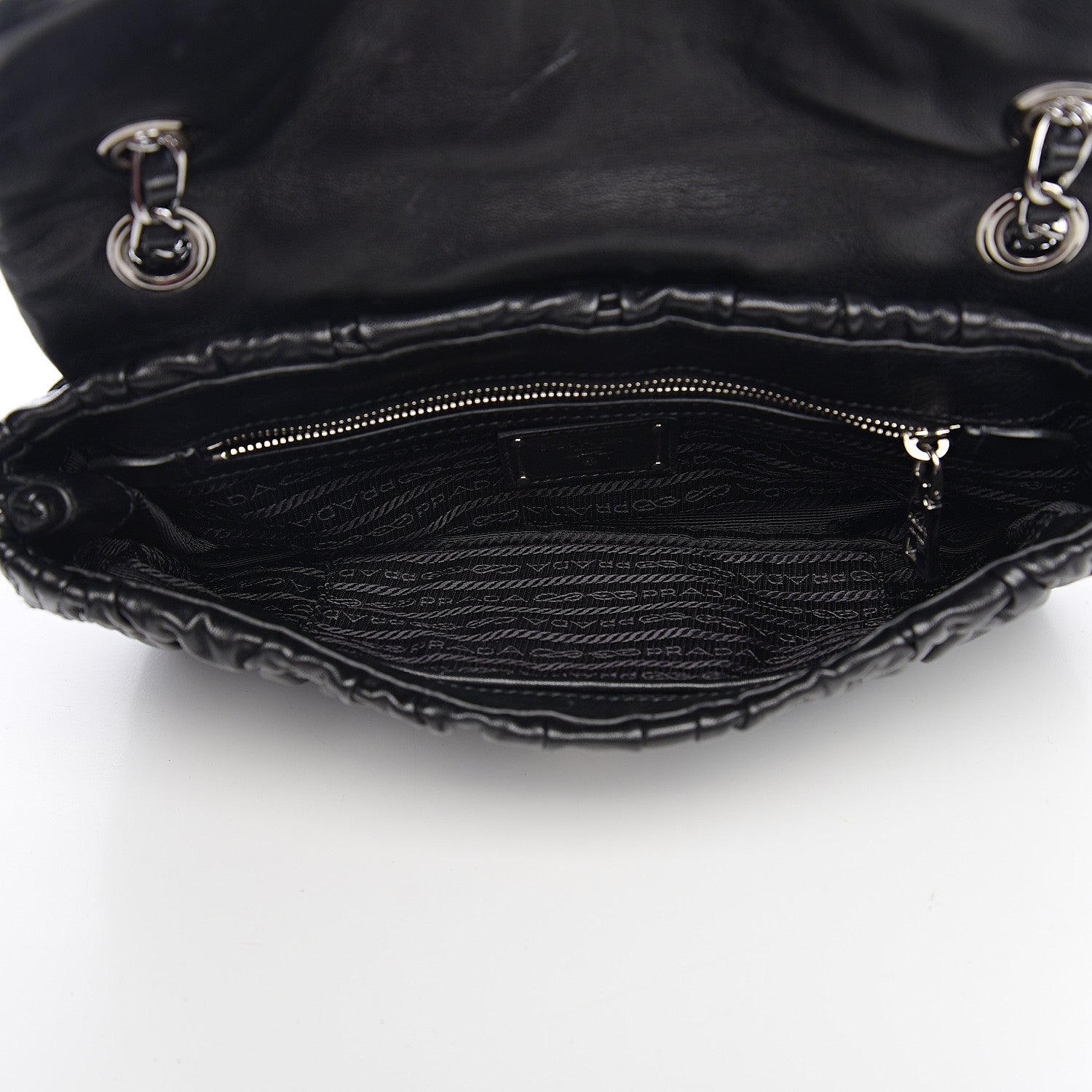 Prada Nappa Gaufre Flap Chain Shoulder Bag Black 4 of 9