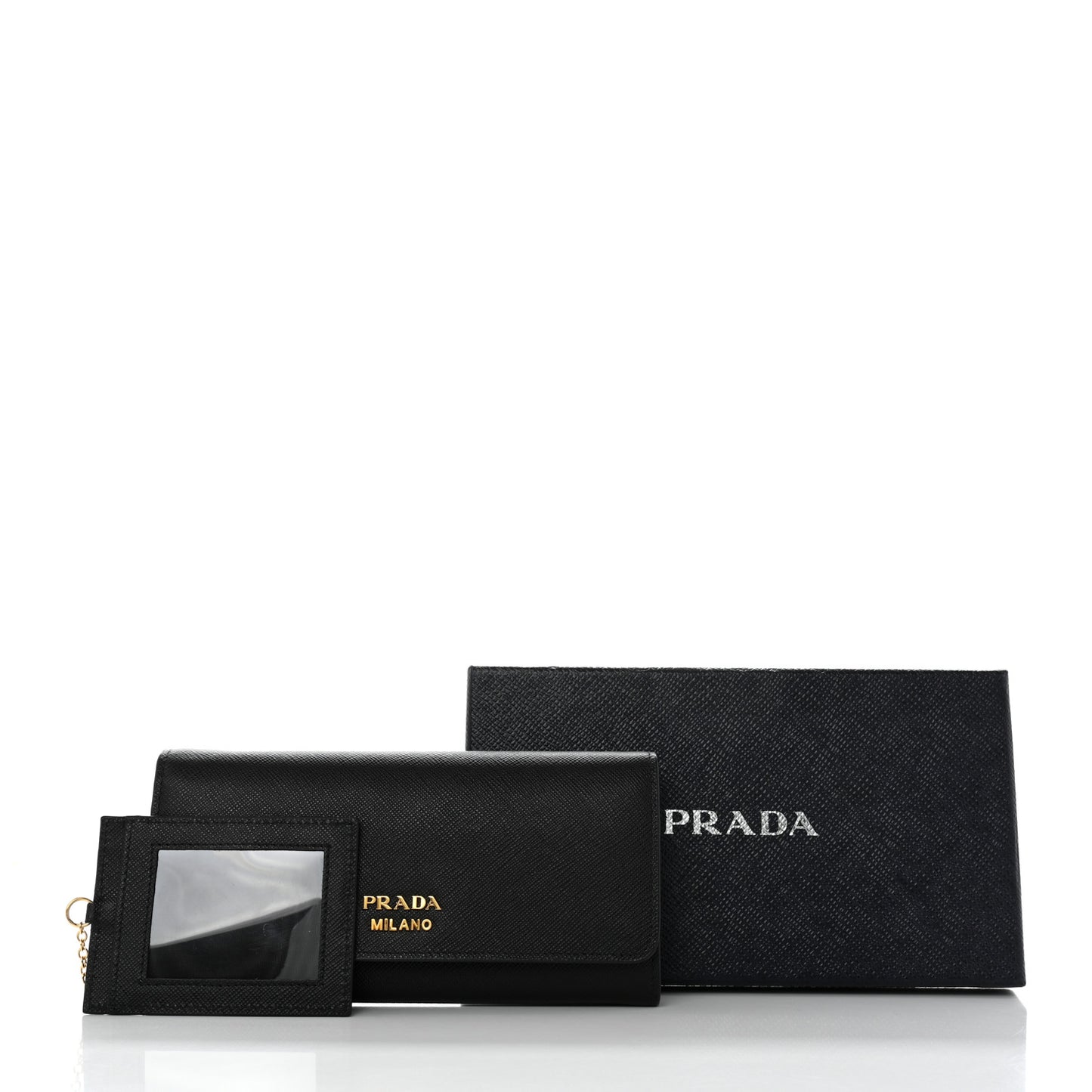 Saffiano Metal Continental Flap Wallet Black