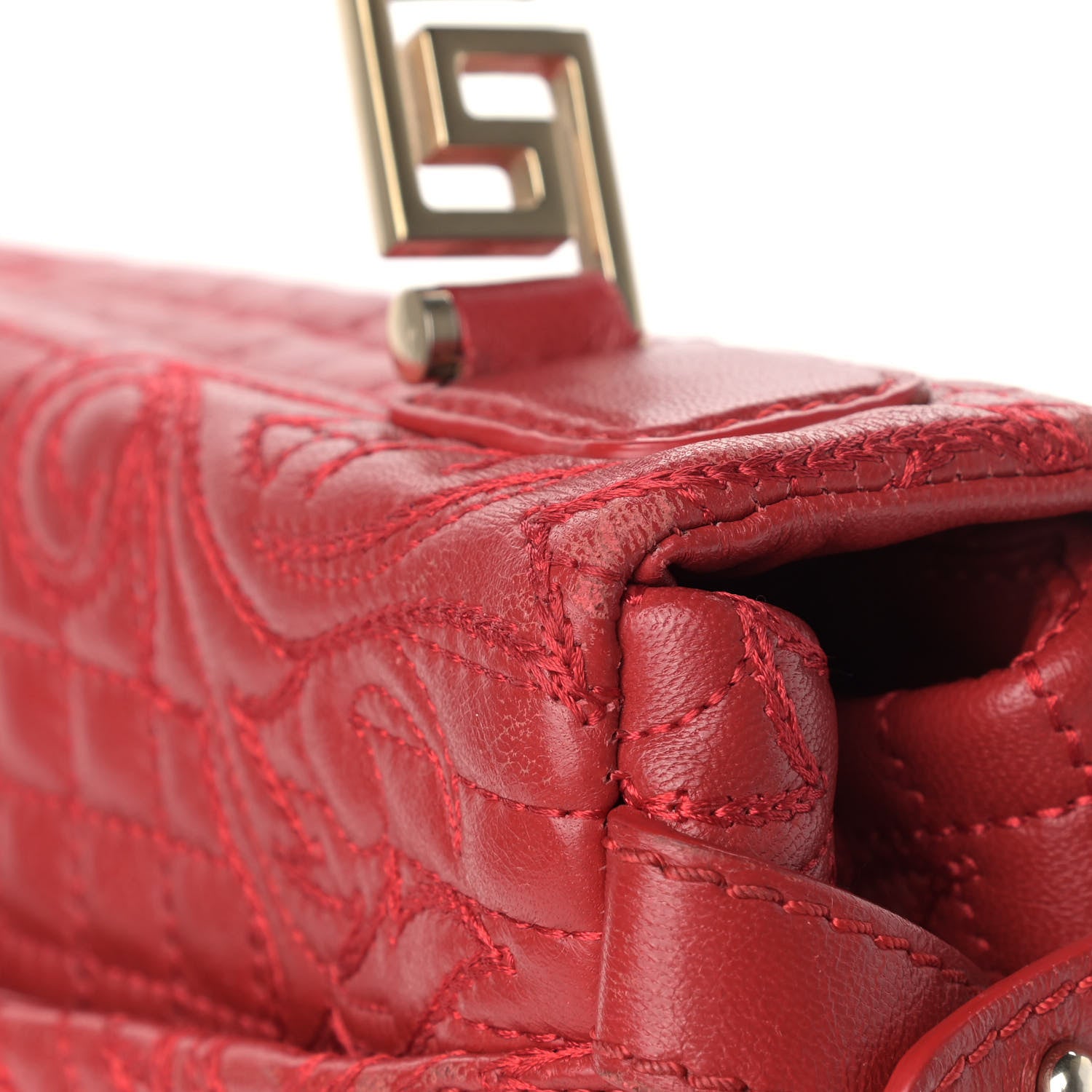 Versace Barocco Quilted Nappa Altea Vanitas Satchel Red 17 of 22