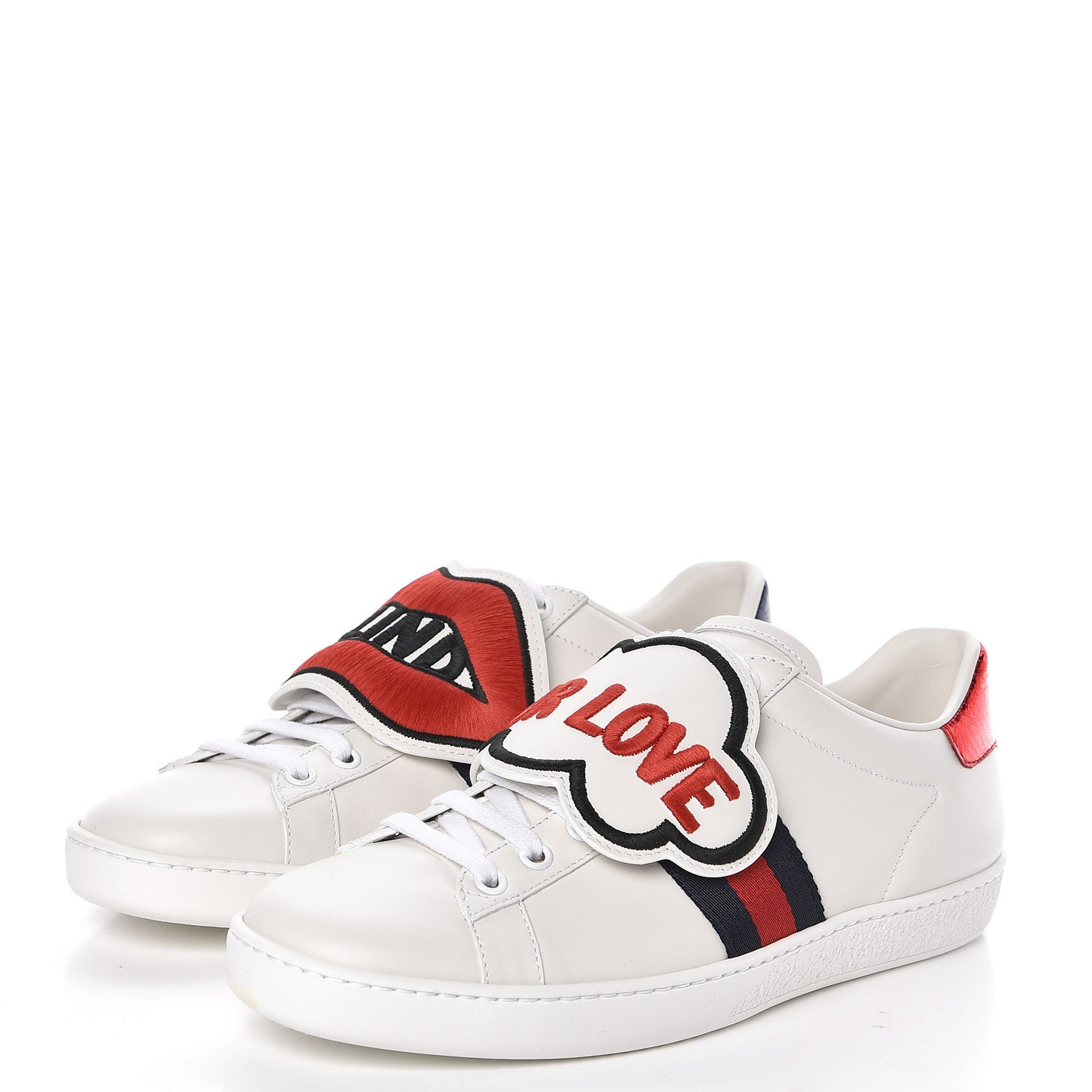 Calfskin Ayers Blind For Love Embroidered Womens Ace Sneakers 38 White