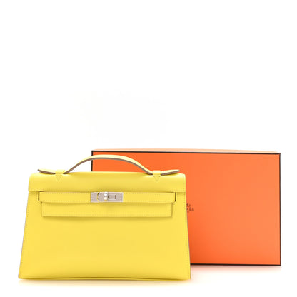 Hermes Swift Kelly Pochette Clutch Lime 8 of 8