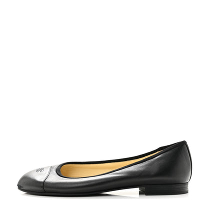Chanel Lambskin Cap Toe CC Uniform Ballerina Flats 39 Black 1 of 10