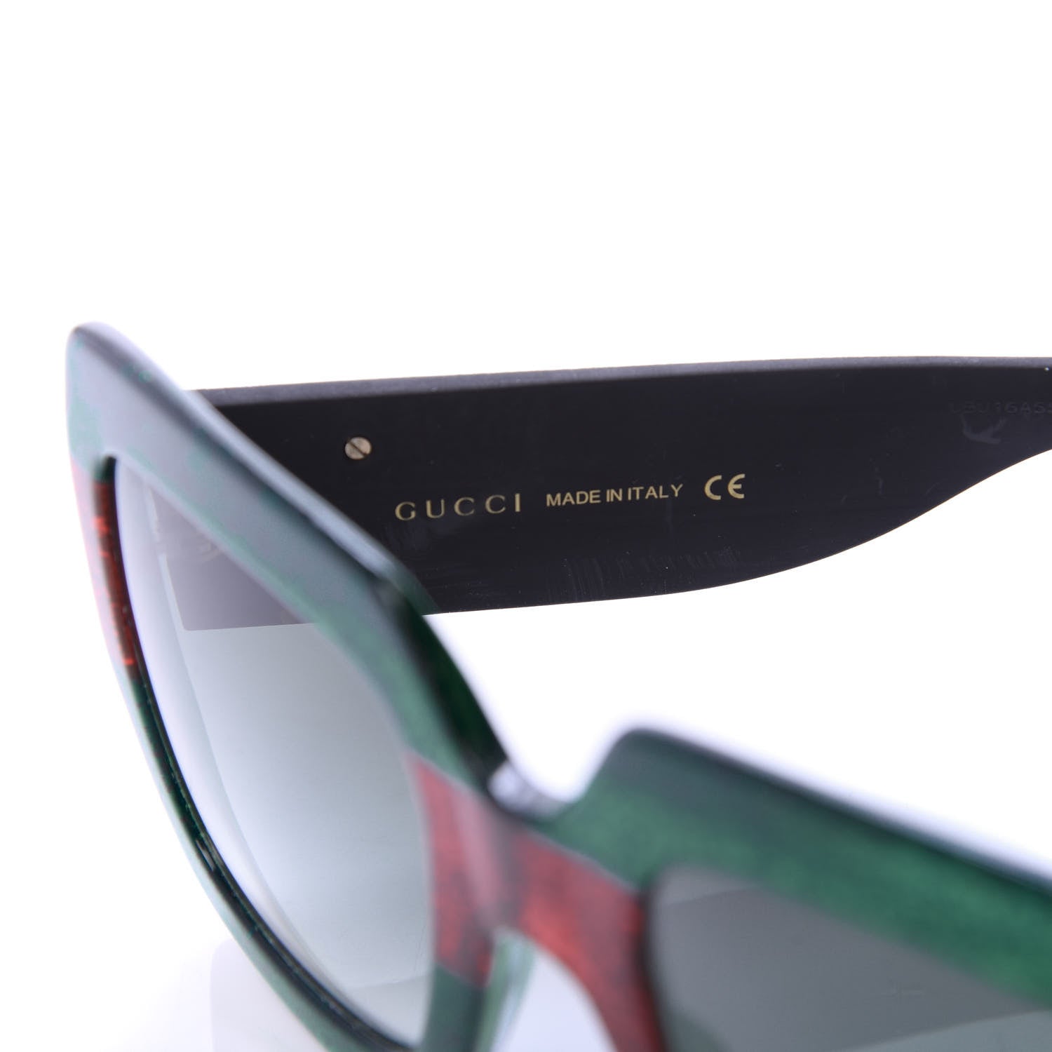 Gucci Square Frame GG0102S Sunglasses Glitter Red Black Green 6 of 10