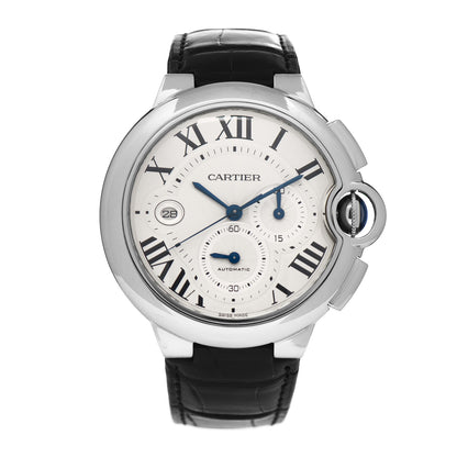 Cartier Stainless Steel Alligator 44mm Ballon Bleu De Cartier Chronograph Automatic Watch 1 of 5