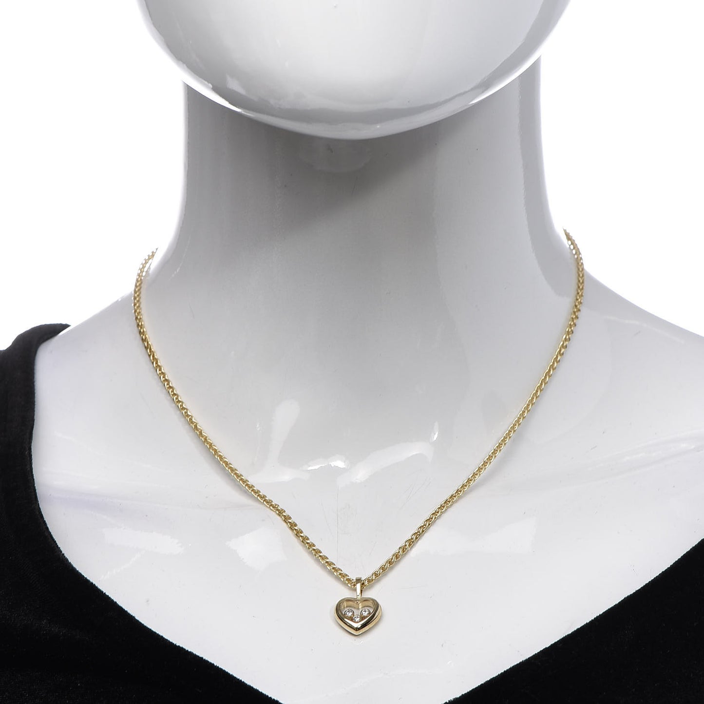 18K Yellow Gold Diamond Happy Diamonds Icons Floating Heart Pendant Necklace