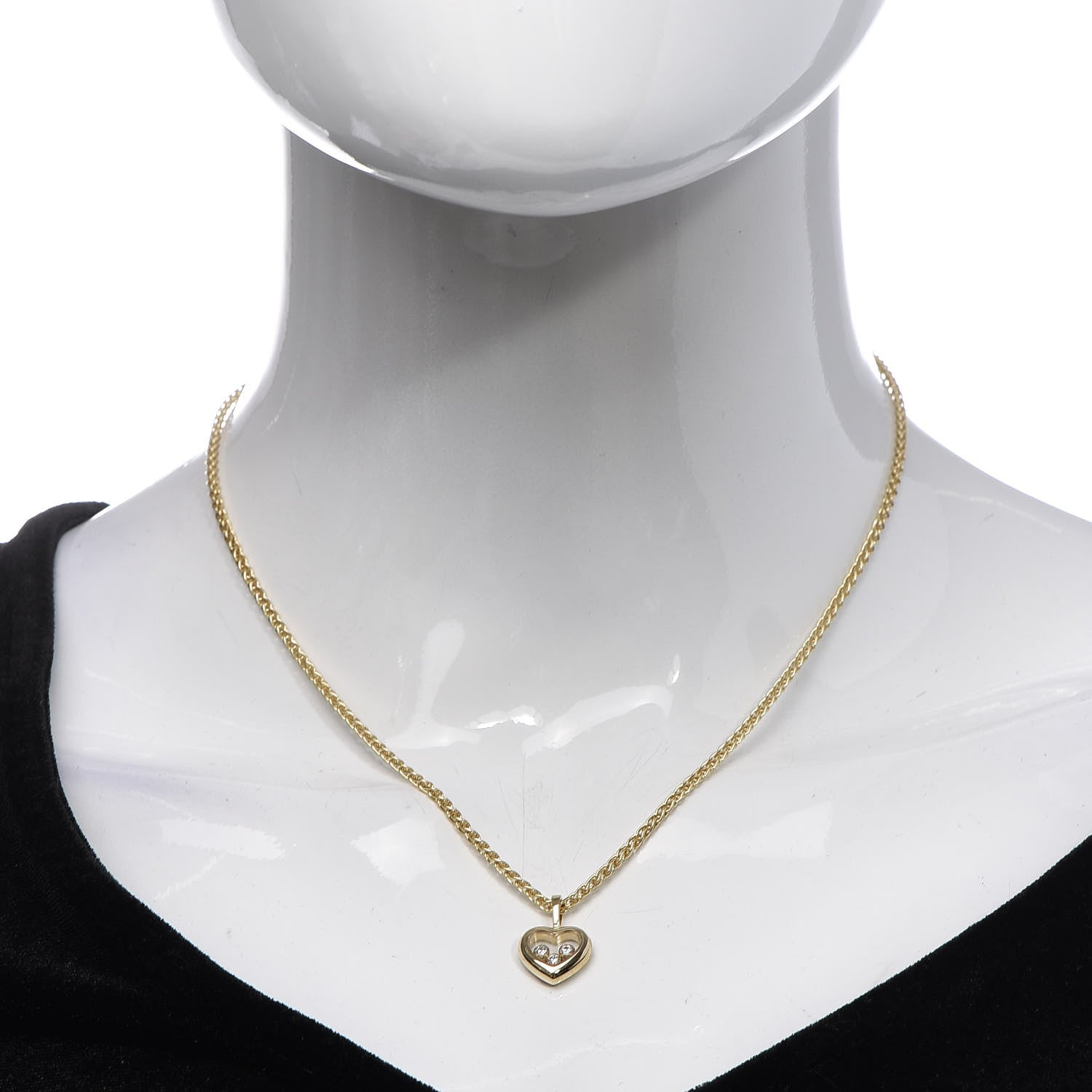 Chopard 18K Yellow Gold Diamond Happy Diamonds Icons Floating Heart Pendant Necklace 2 of 6