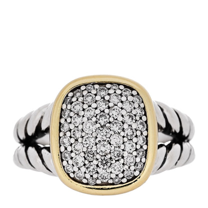 David Yurman Sterling Silver 18K Yellow Gold Diamond 15mm Albion Statement Ring 54 7 1 of 5