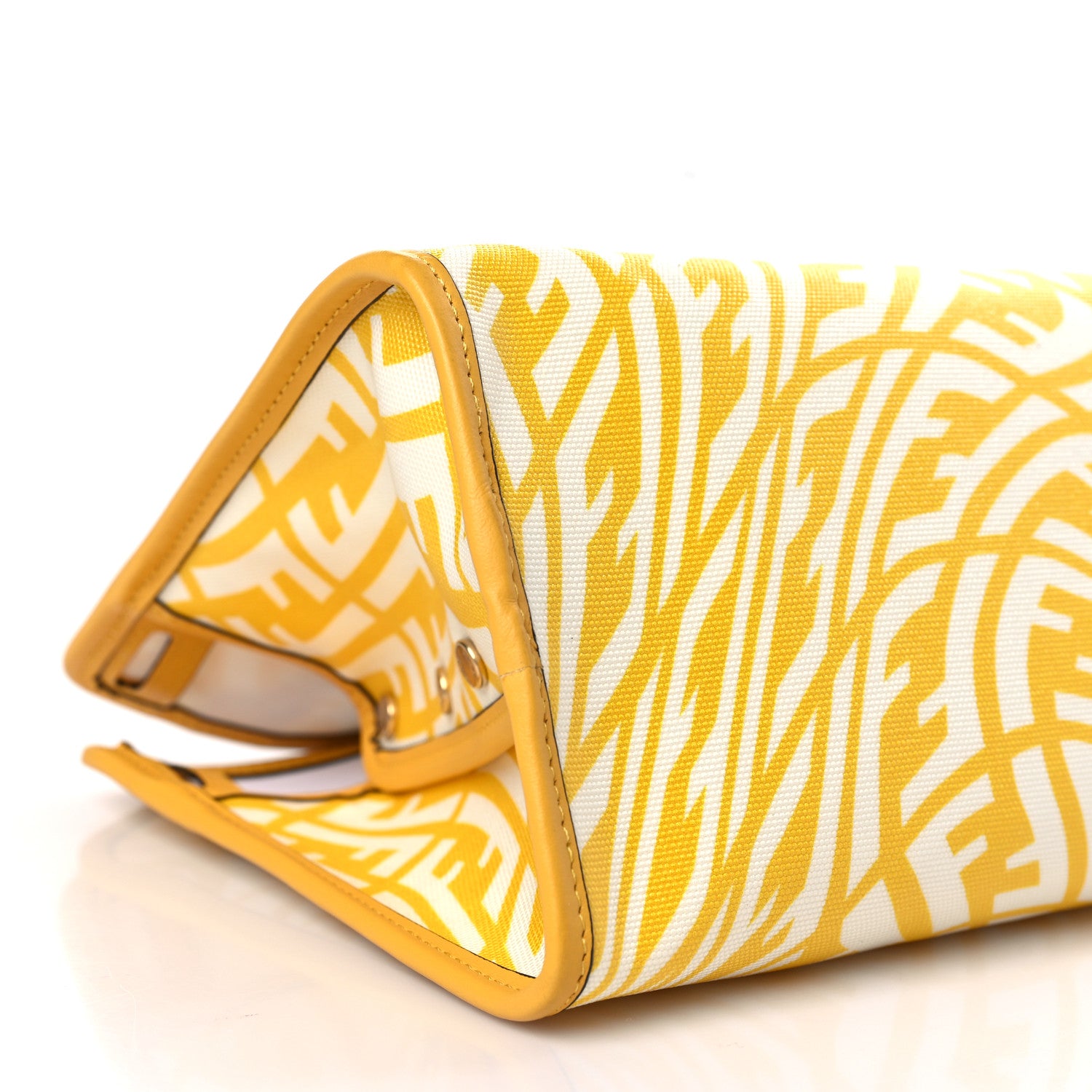 Fendi X SARAH COLEMAN Glazed Canvas Vitello Grace FF Vertigo Mini Peekaboo Defender Cover Mimosa White 7 of 8