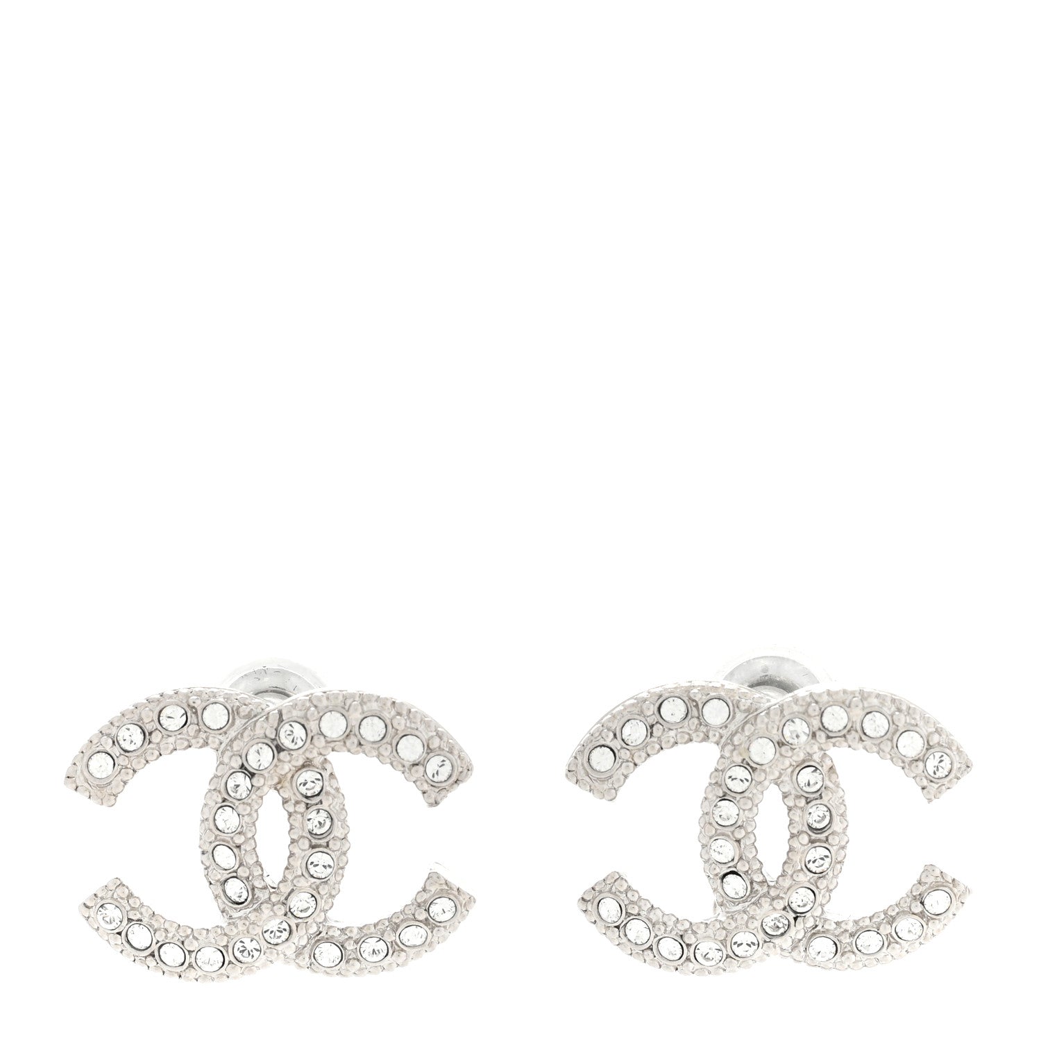 Chanel Crystal CC Earrings Silver 1 of 4