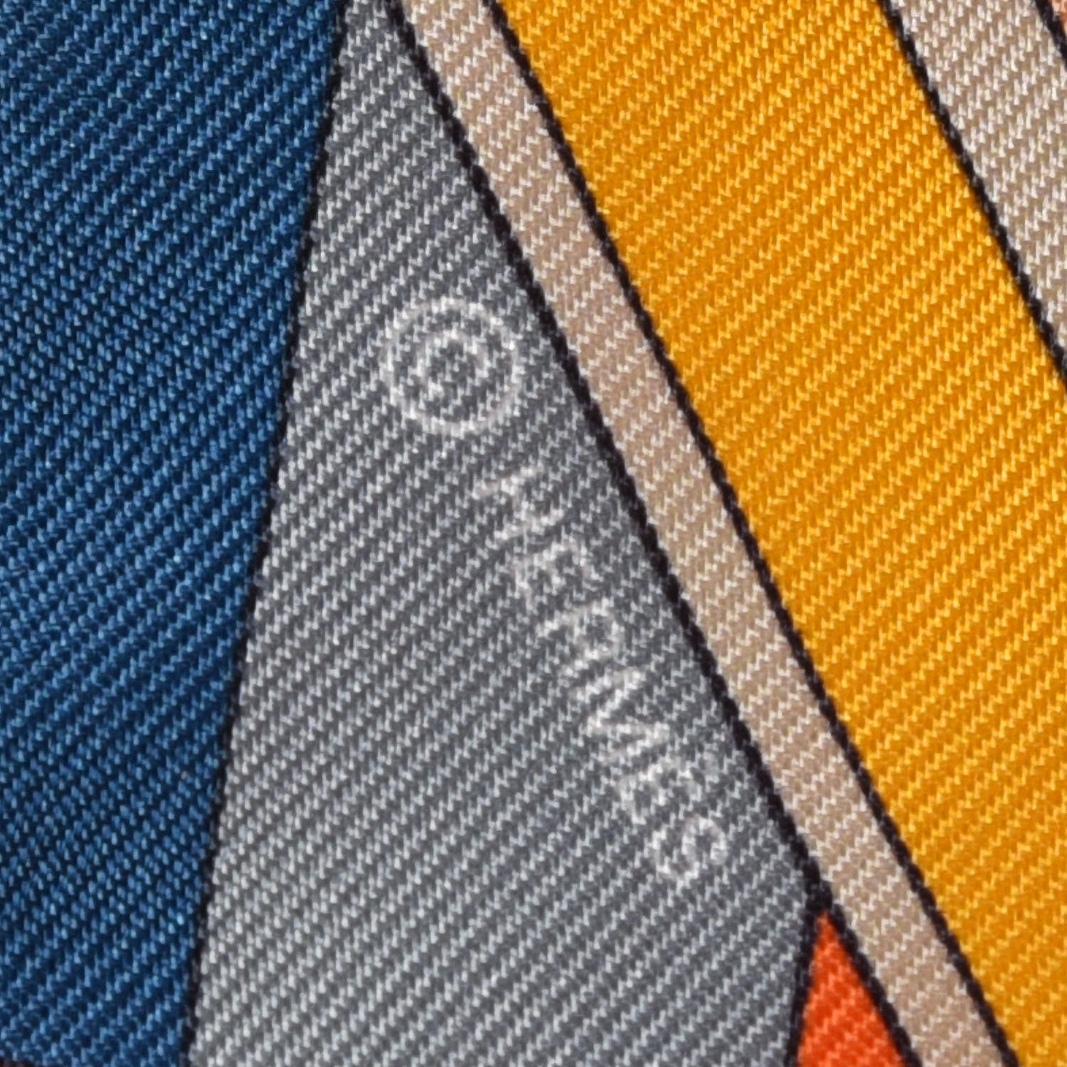 Hermes Silk Sangles En Zigzag Twilly Ivory Orange Bleu 3 of 4