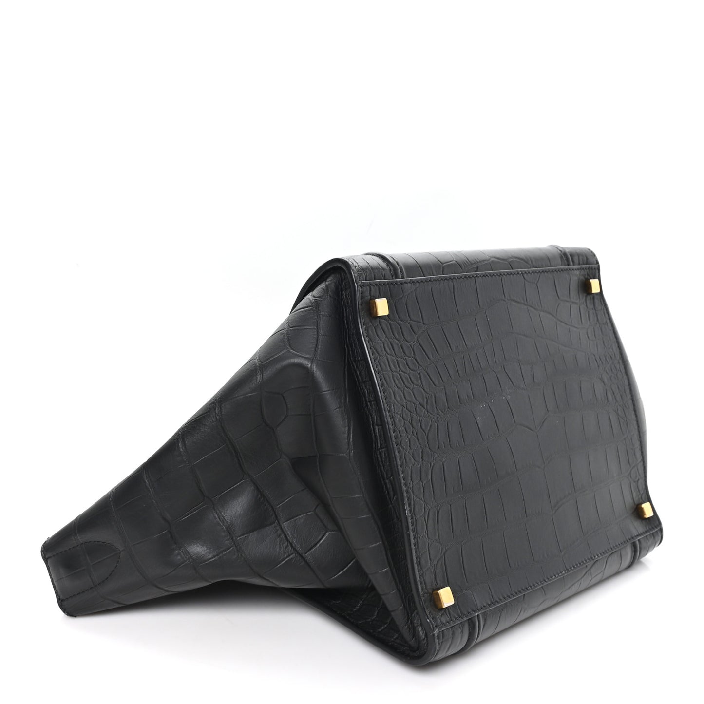Crocodile Embossed Calfskin Medium Phantom Luggage Black