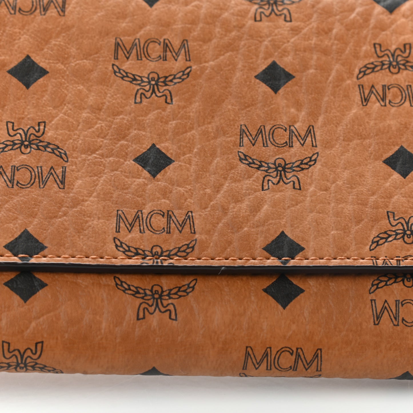 Visetos Large Trifold Flap Wallet Cognac
