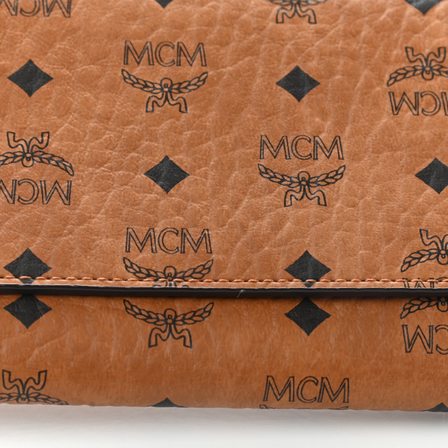 MCM Visetos Large Trifold Flap Wallet Cognac 7 of 7