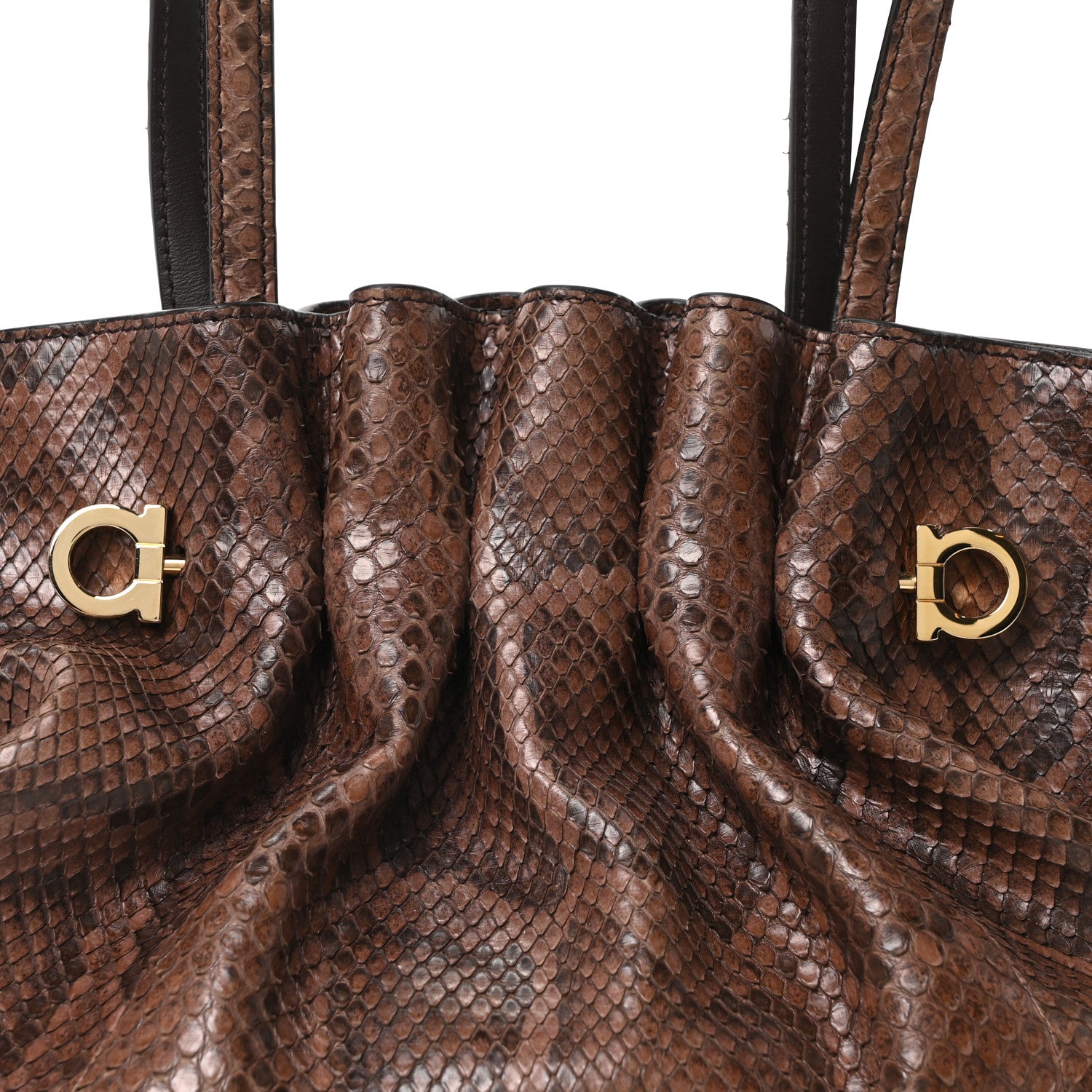 Salvatore Ferragamo Snakeskin Small Dumpling Soft Bag Testa di Moro 7 of 9