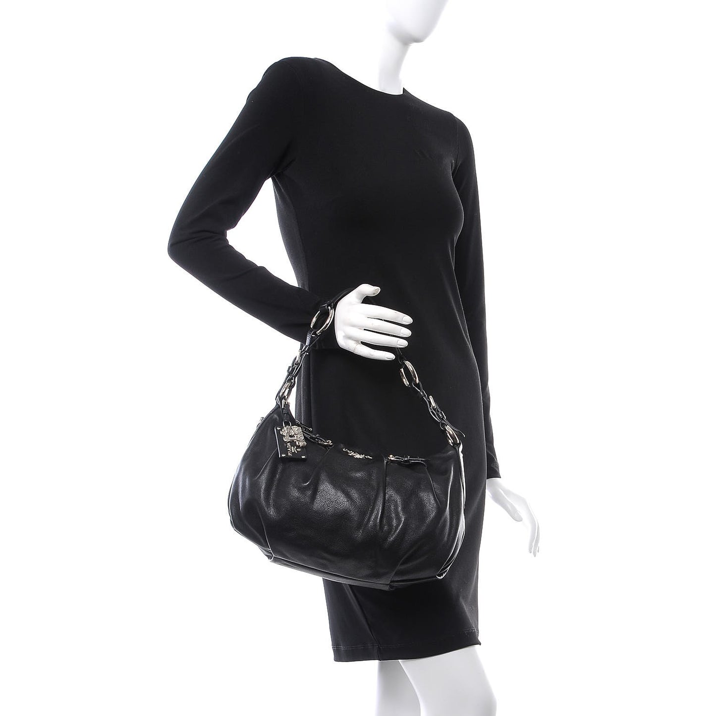 Soft Calf Pleated Hobo Black