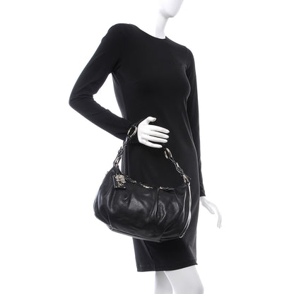 Prada Soft Calf Pleated Hobo Black 2 of 7