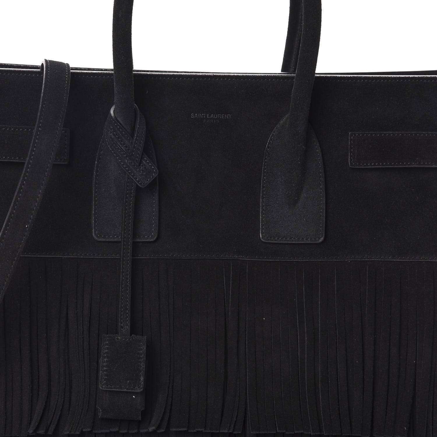 Saint Laurent Suede Fringe Small Sac De Jour Black 7 of 9