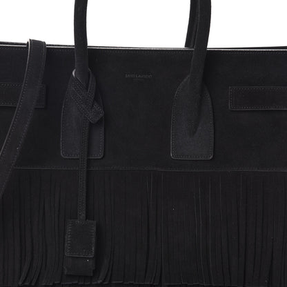 Saint Laurent Suede Fringe Small Sac De Jour Black 7 of 9