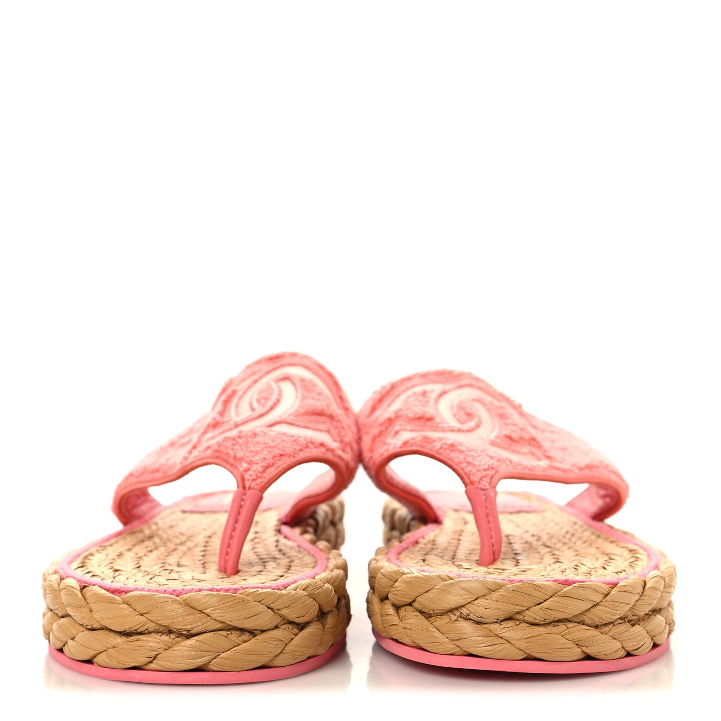 Terry Cloth Raffia CC Logo Thong Sandals 39 Pink