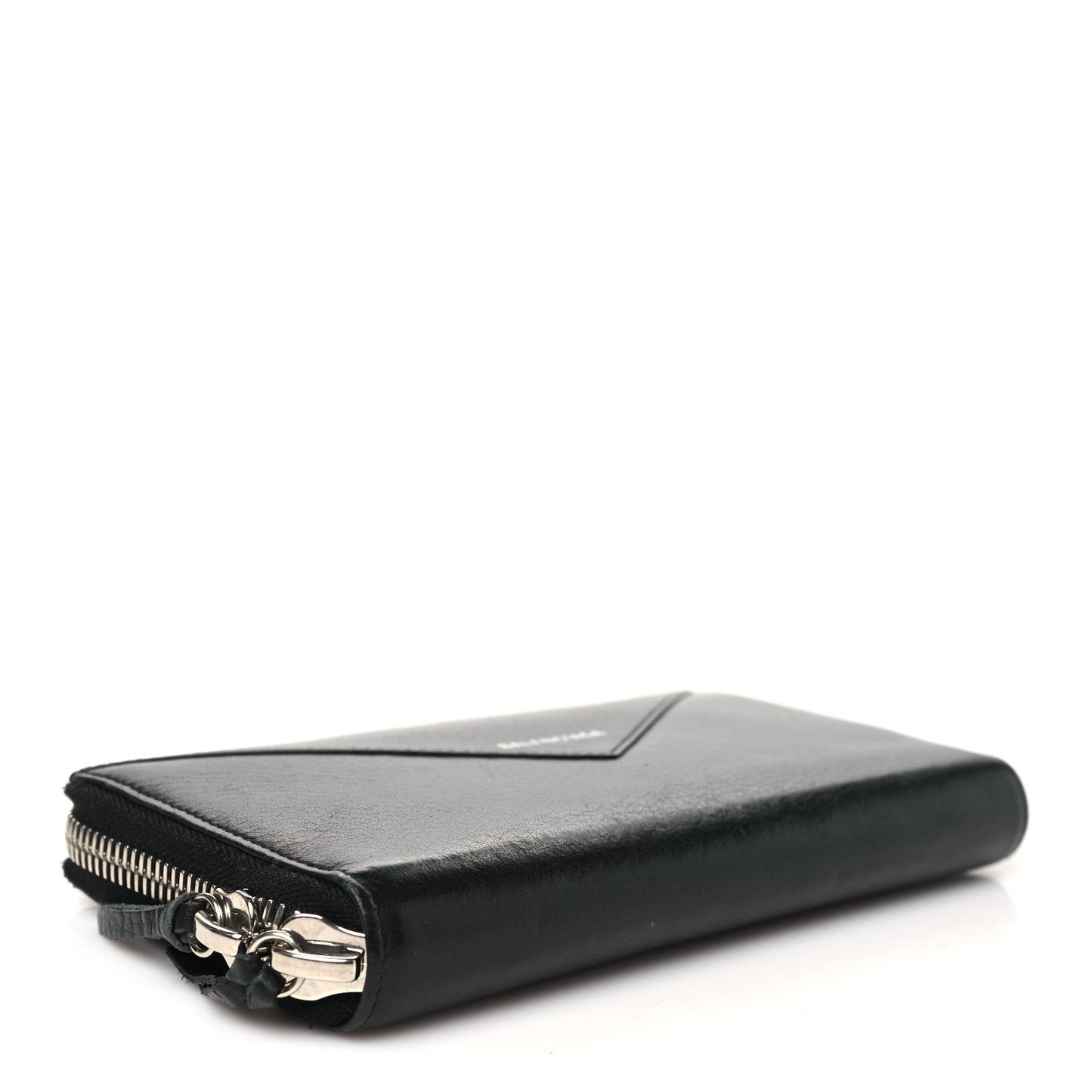 Calfskin Papier Zip Around Wallet Black