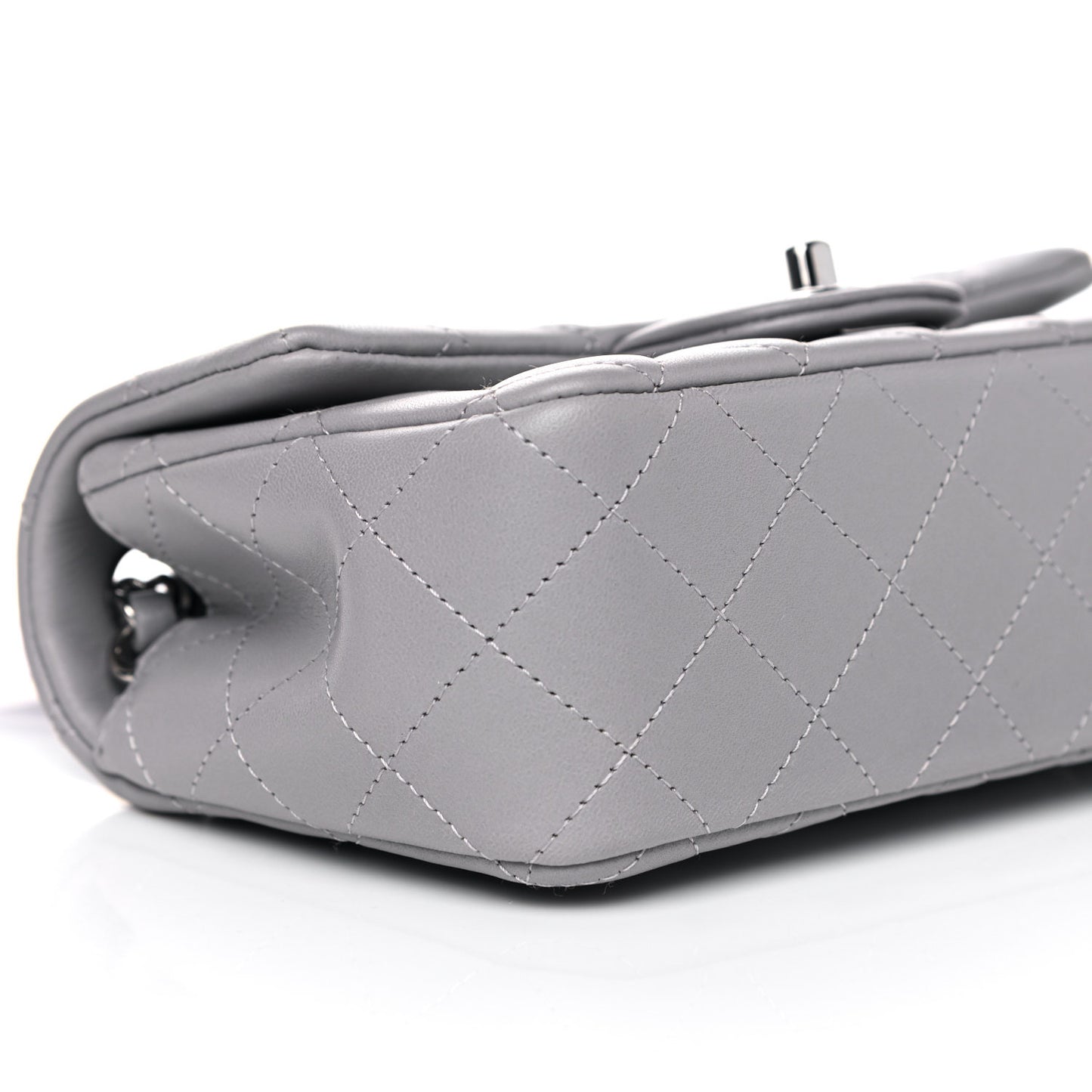 Lambskin Quilted Mini Rectangular Flap Grey