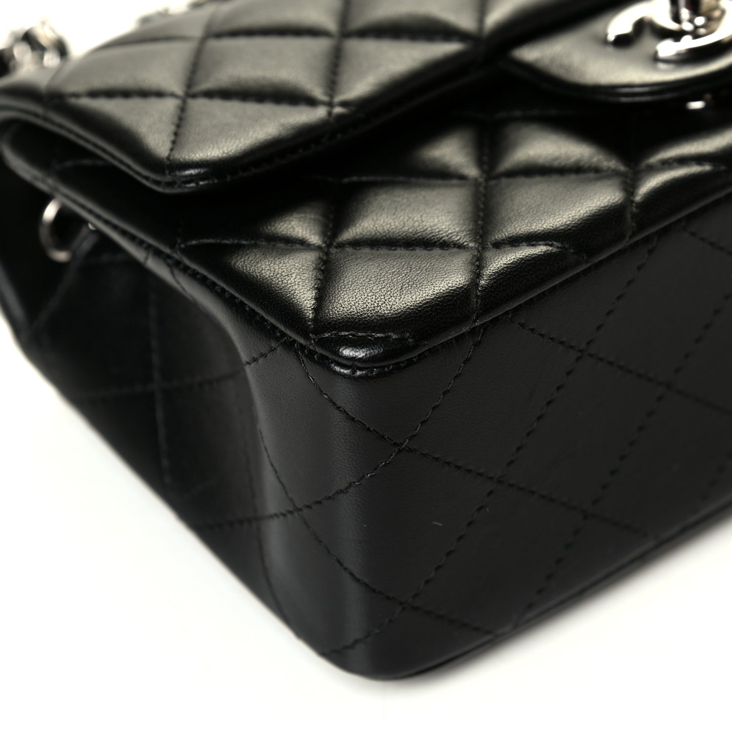 Lambskin Quilted Mini Rectangular Flap Black