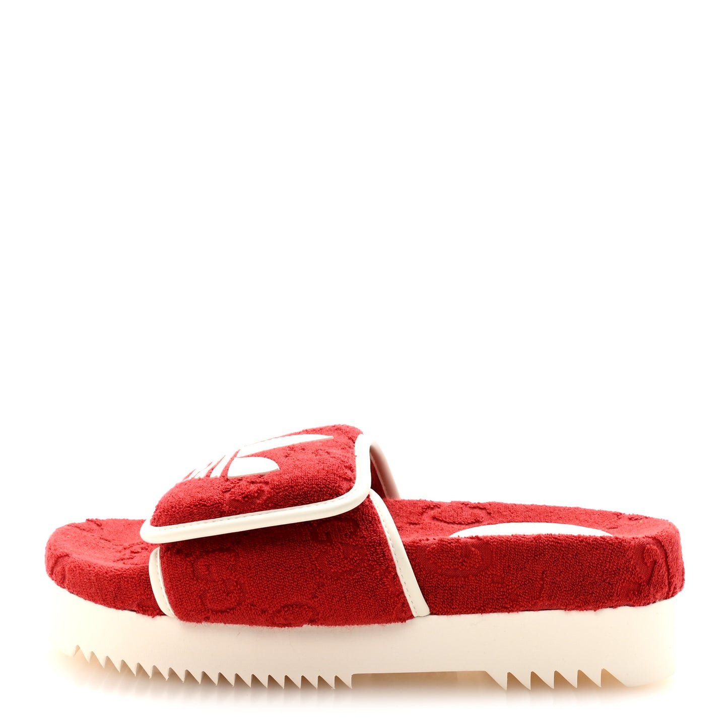 X ADIDAS Terry Cloth GG Monogram Womens Platform Sandals 37 Maple Red Off White