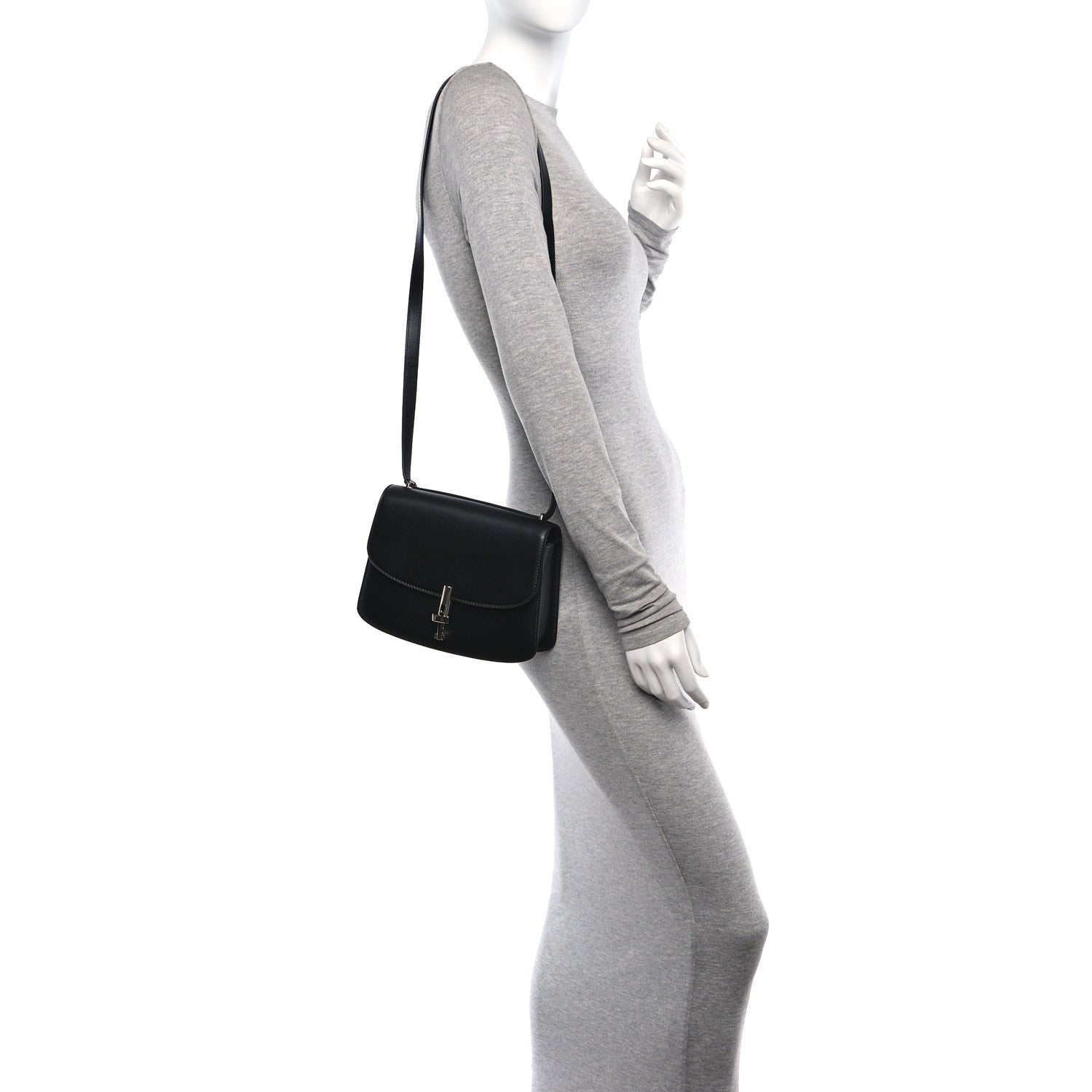 The Row Polished Saddle Calfskin Sofia 8.75 Shoulder Bag Black 2 of 13