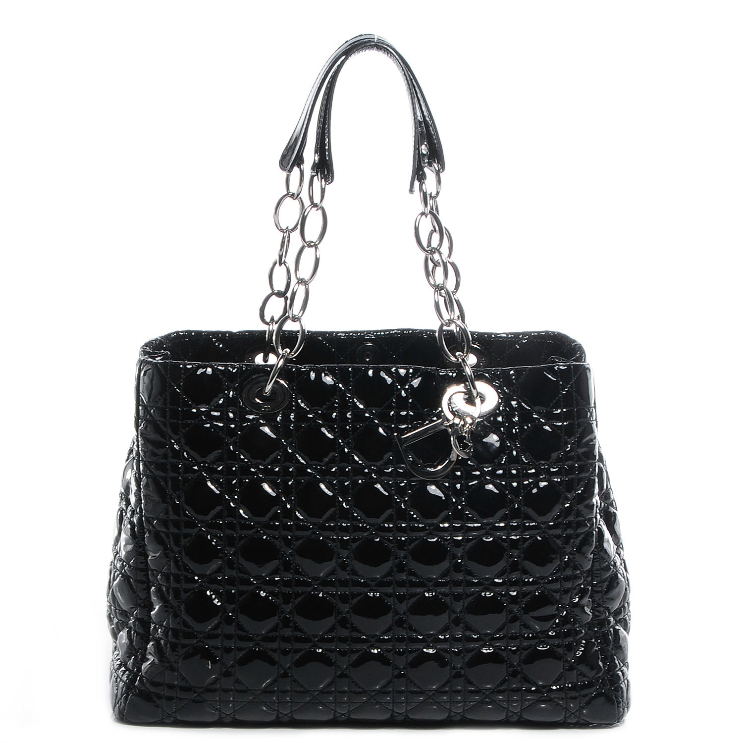 Christian Dior Patent Cannage Dior Soft Shopping Tote Black 1 of 8