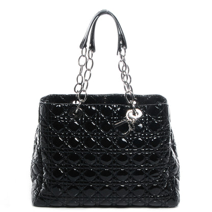 Christian Dior Patent Cannage Dior Soft Shopping Tote Black 1 of 8